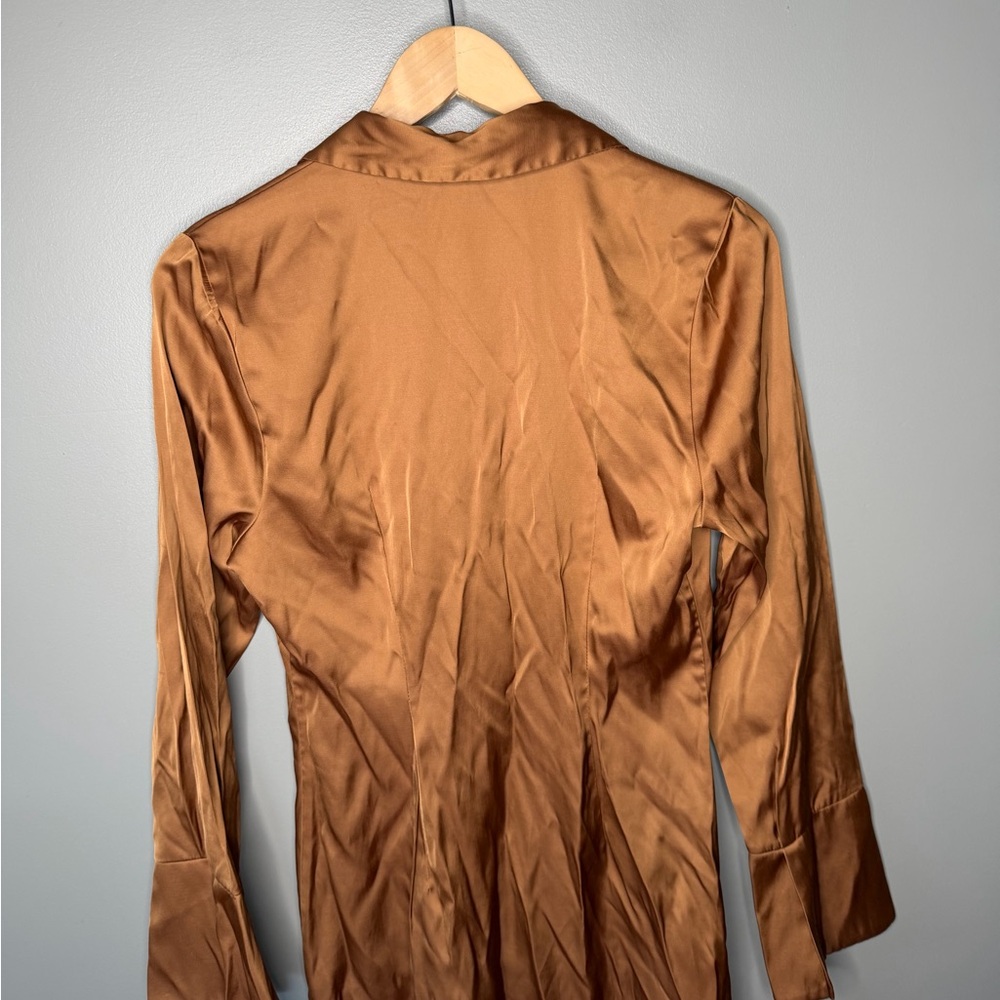 Abercrombie & Fitch Satin Mini Shirt Dress - Copper - Picture 6 of 9